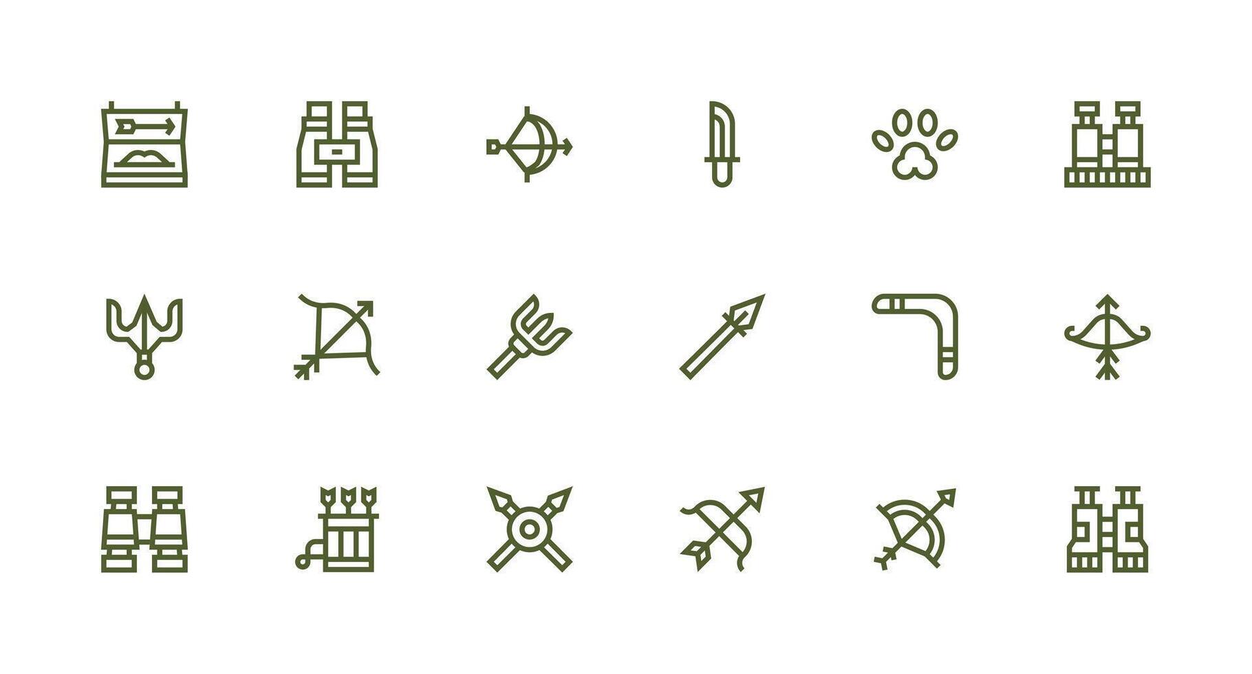 Hunting featuring 18 Icons in Strong Stroke Line Design Simple Icons for Interface and Wireframes vector