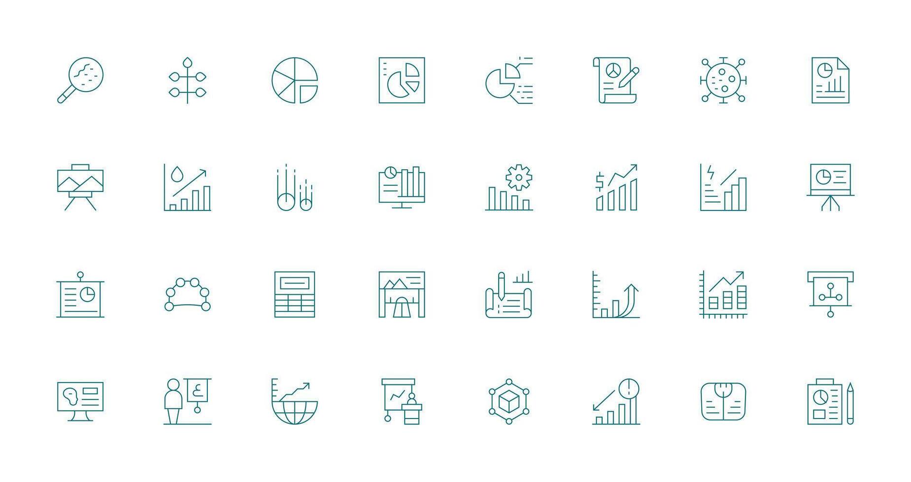 32 Thin Line Designs for Graph Icons Clean Set for Layout Prototypes vector