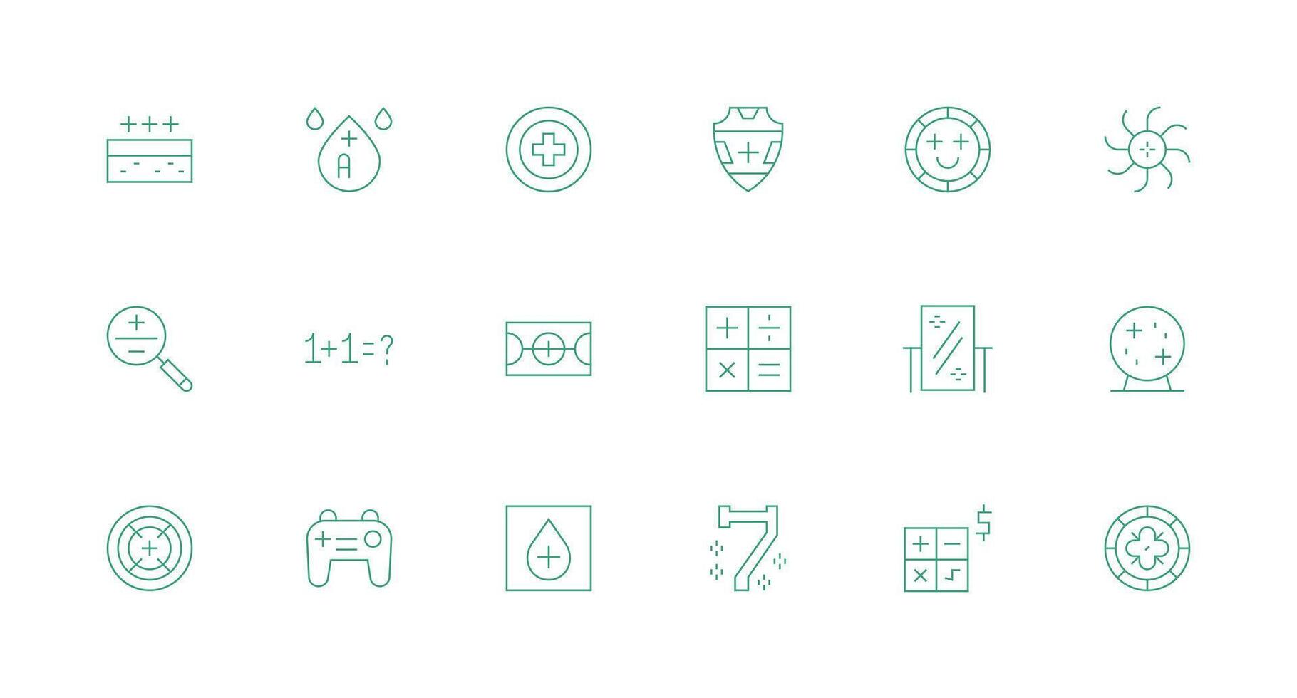 Minimal Line Style Plus Icons with 18 Vectors Lightweight Icon Series for Fast Prototypes