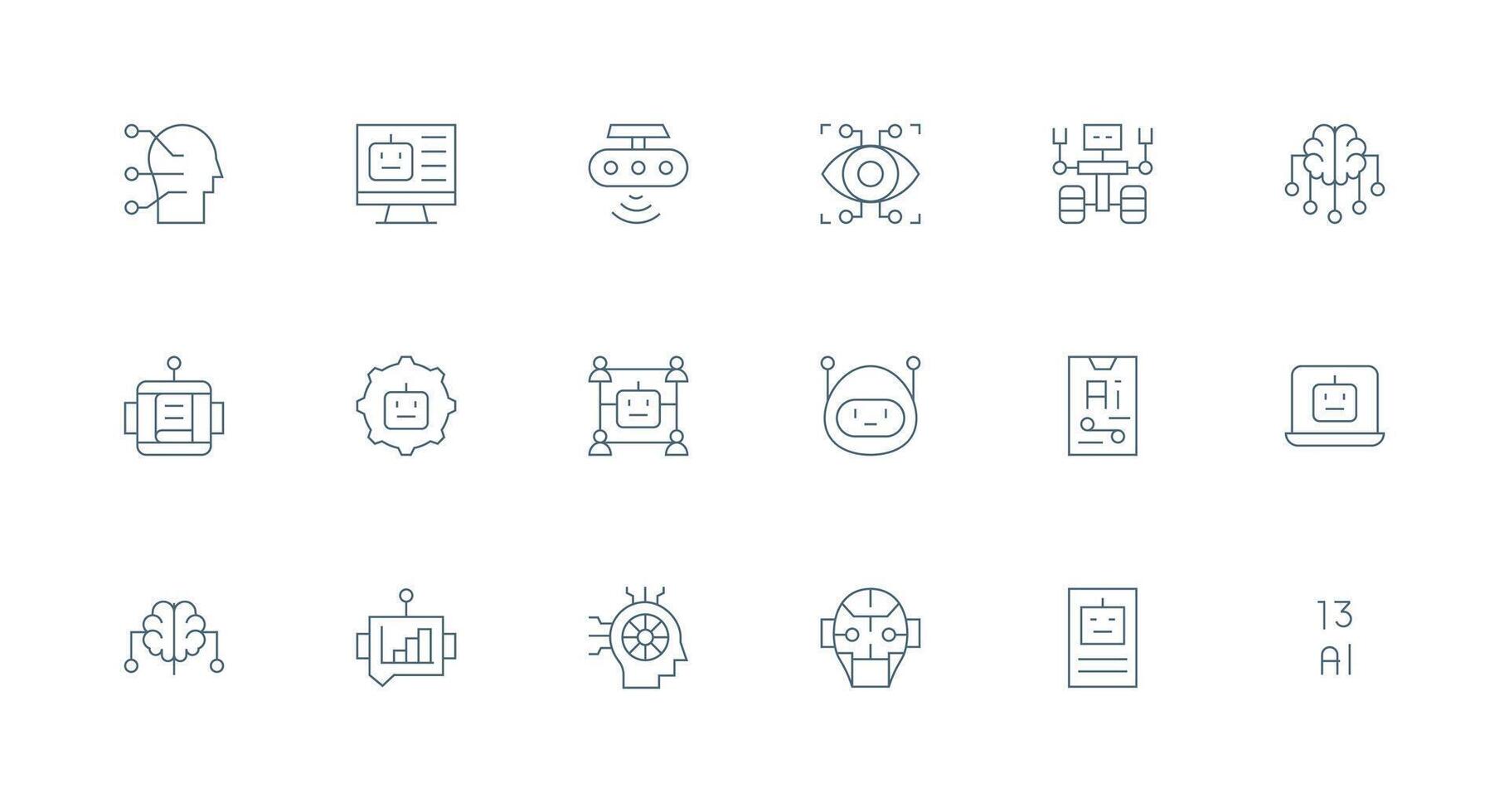 Machine Learning Visual Pack containing 18 Minimal Line Icons Display Icon Pack vector