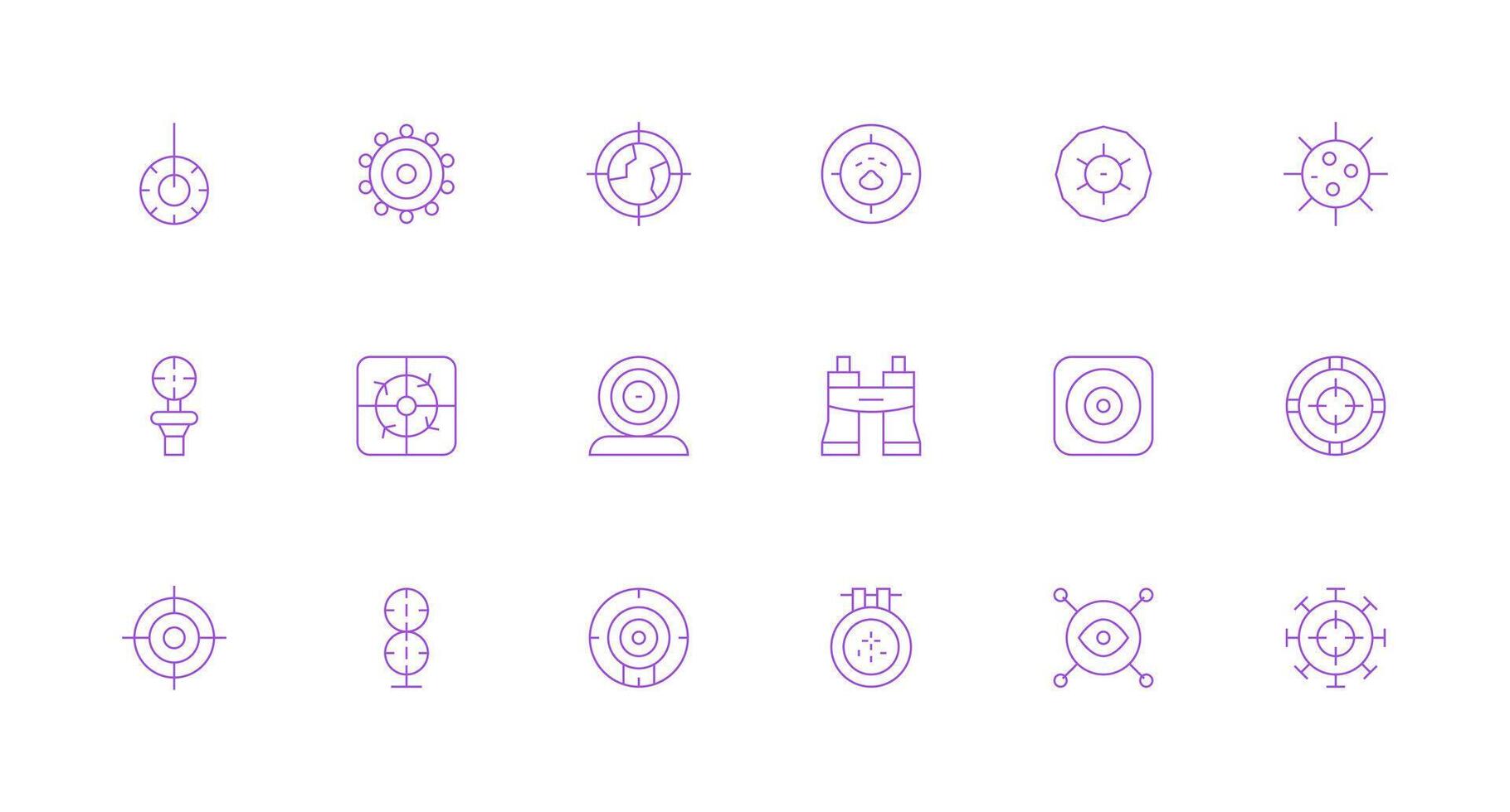 Scope Design Icons featuring 18 in Minimal Line Style Outline Icon Pack vector