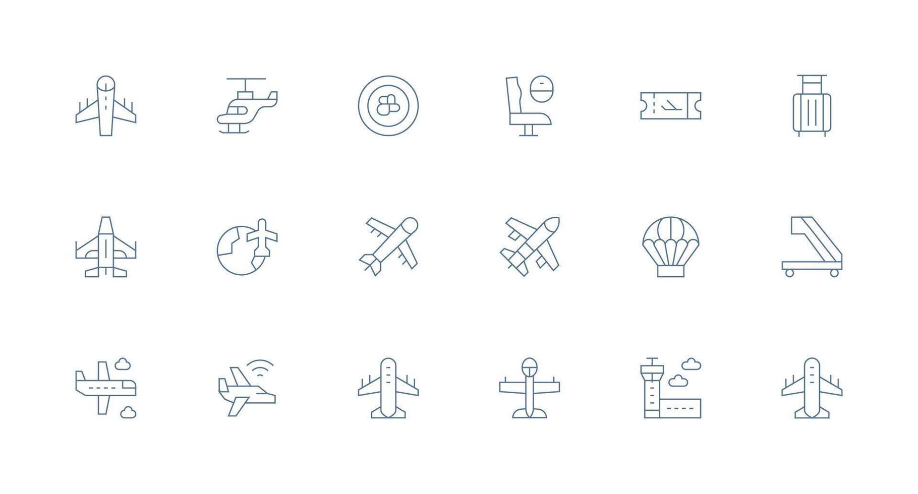 18 Minimal Line Icons for Airplane Graphics Scalable Icon Pack vector