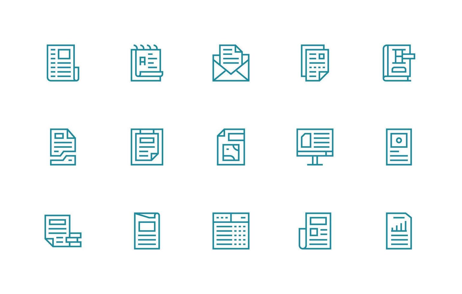 Regular Line Icons from Excel Set with 15 Vectors Multi-Purpose Icon Pack for Templates