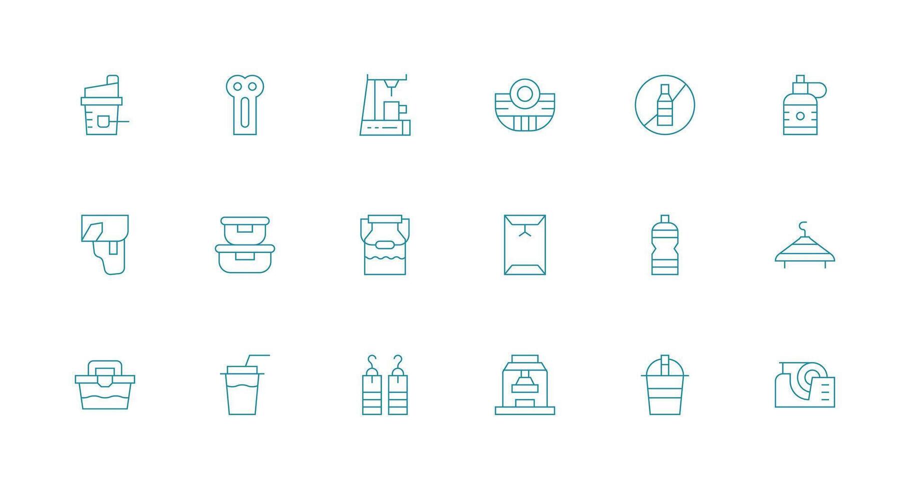 Minimal Line Style Plastic Icons with 18 Vectors UI Icon Set