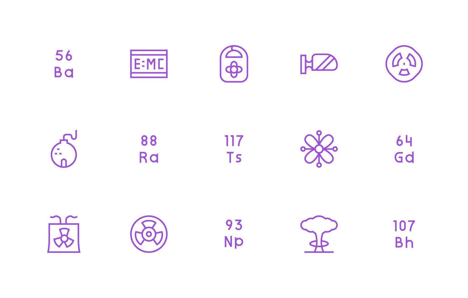 Nuclear Icon Set with 15 Regular Line Graphics Modern Line and Glyph Icon Series vector