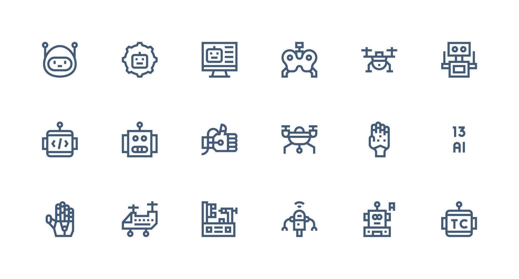 Strong Stroke Line Icons from Robotics Set with 18 Vectors Multi-Purpose Icon Pack for Templates