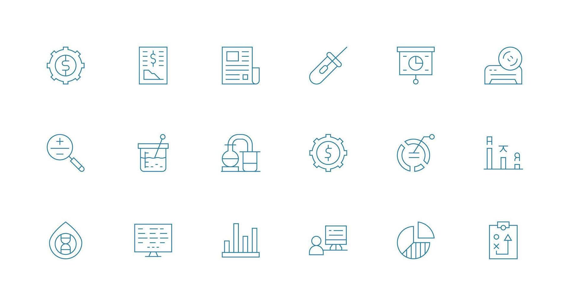 Minimal Line Style Analysis Icons with 18 Vectors User Interface Icons for Digital Products