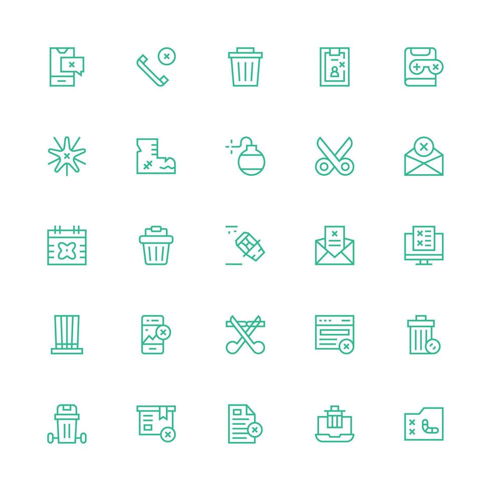 25 Medium Stroke Outline Icons for Delete Graphics Scalable Icons for All Themes vector