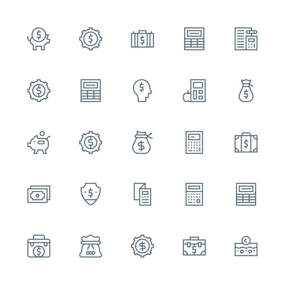 25 Medium Stroke Outline Vectors for Budgeting Theme Flexible Icon System for Web Interfaces