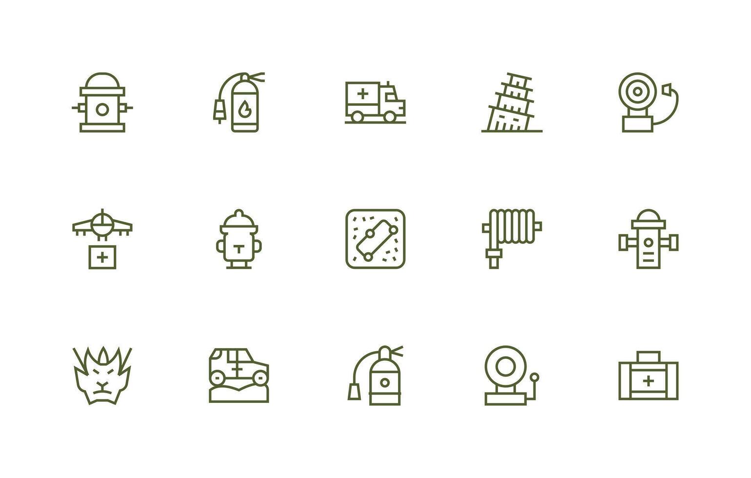 Emergency Response featuring 15 Icons in Regular Line Design Light Icon Series vector
