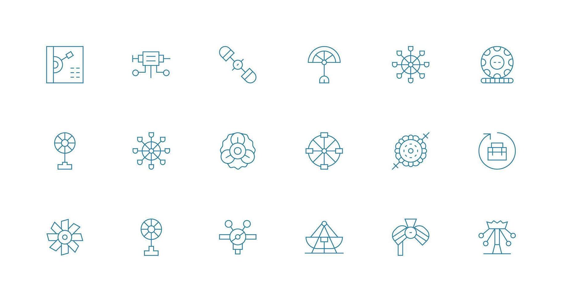 Rotating Icon Set with 18 Minimal Line Graphics All Device Compatible Icon Set vector