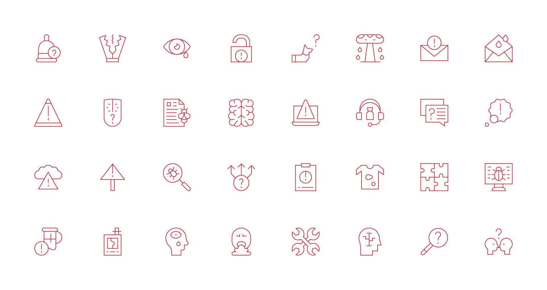 32 Thin Line Designs for Problem Icons Fully Editable Icon Set for Web vector