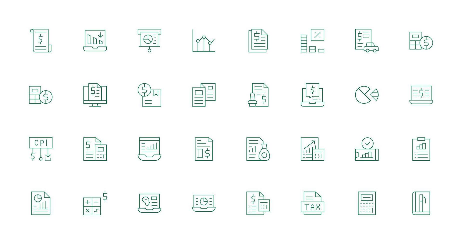 Thin Line Icons from Financial Report Set with 32 Vectors Clean Set for Layout Prototypes
