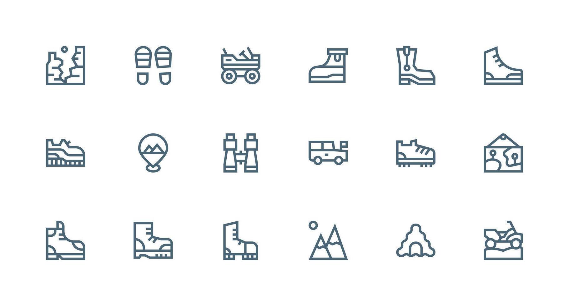 Strong Stroke Line Style Terrain Icons with 18 Vectors Neat Icon Set