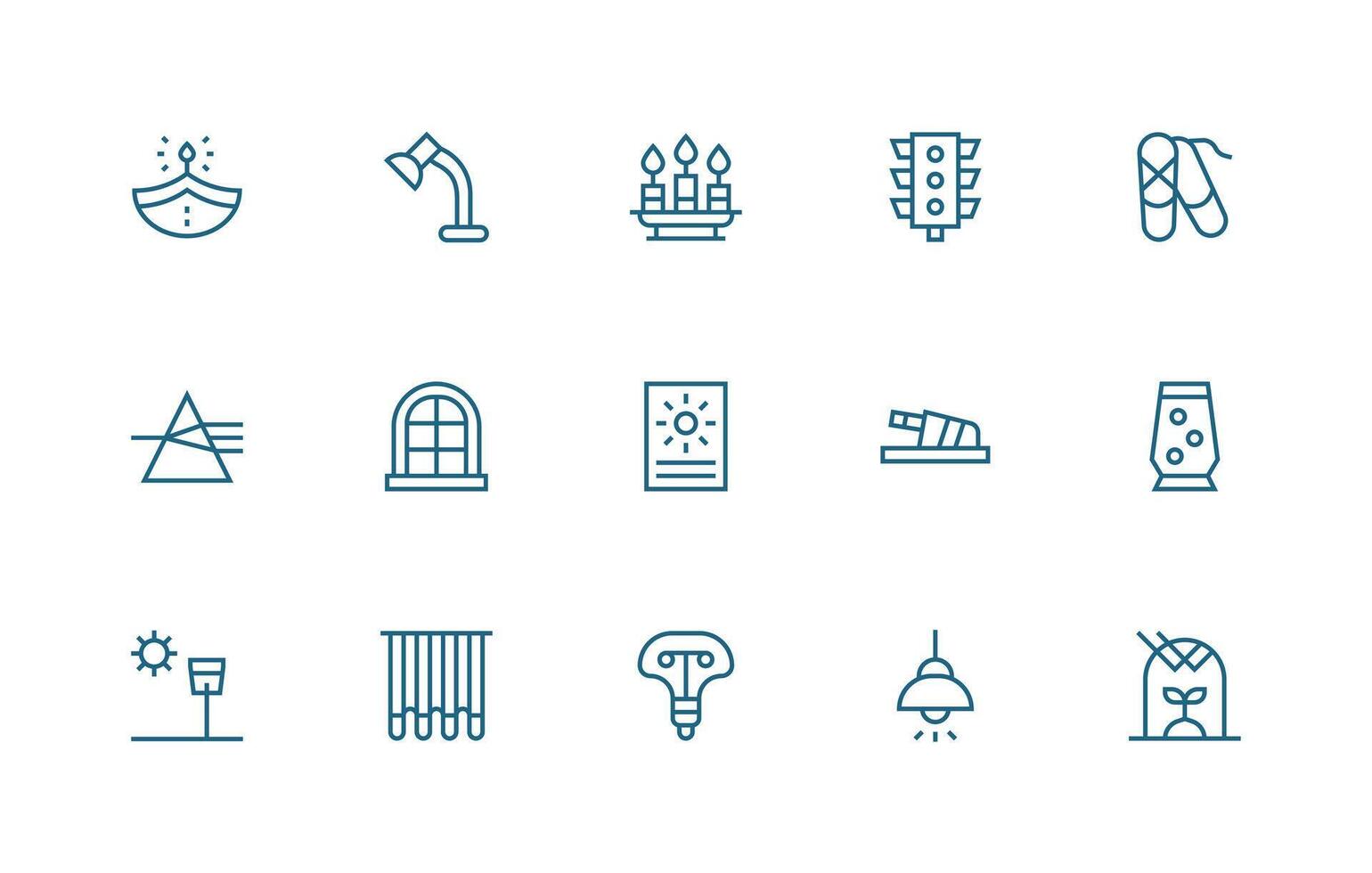 Light including 15 Regular Line Illustrations User Interface Icons for Digital Products vector