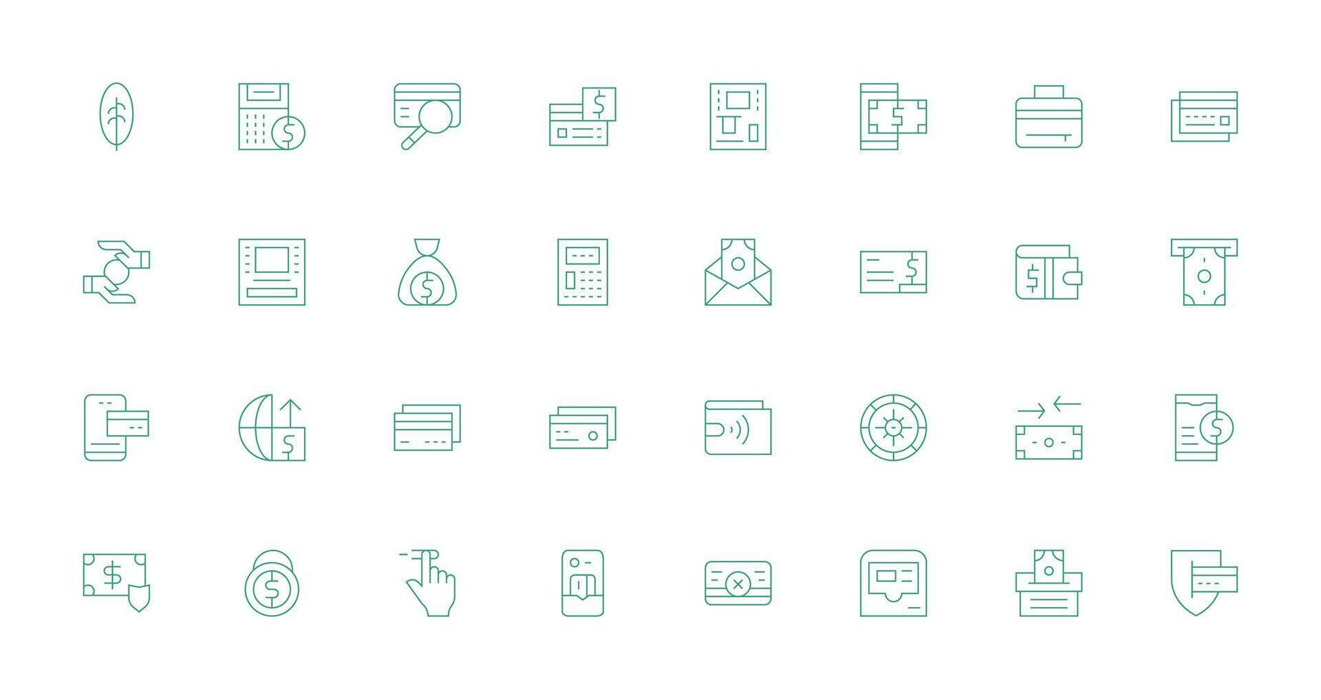 Banking Icon Collection with 32 Thin Line Designs Simple Icons for Interface and Wireframes vector