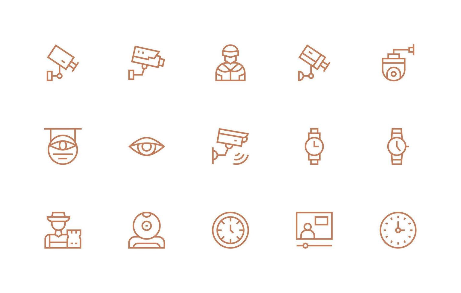 15 Icons for Watch in Regular Line Format Full Icon Library for UI Designers vector