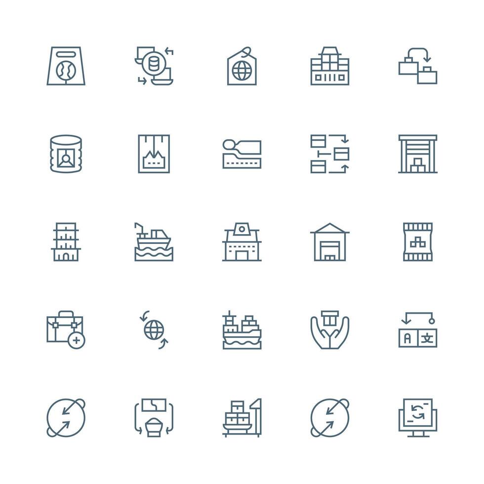 Import Design Icons featuring 25 in Medium Stroke Outline Style Clean Set for Layout Prototypes vector