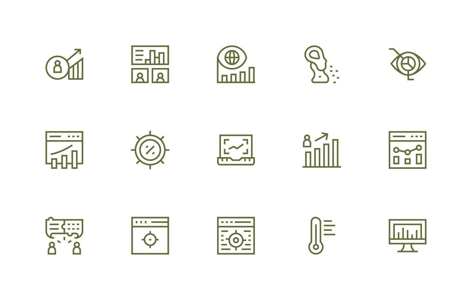 15 Icons for Analytics in Regular Line Format Organized Pack for Project Assets vector