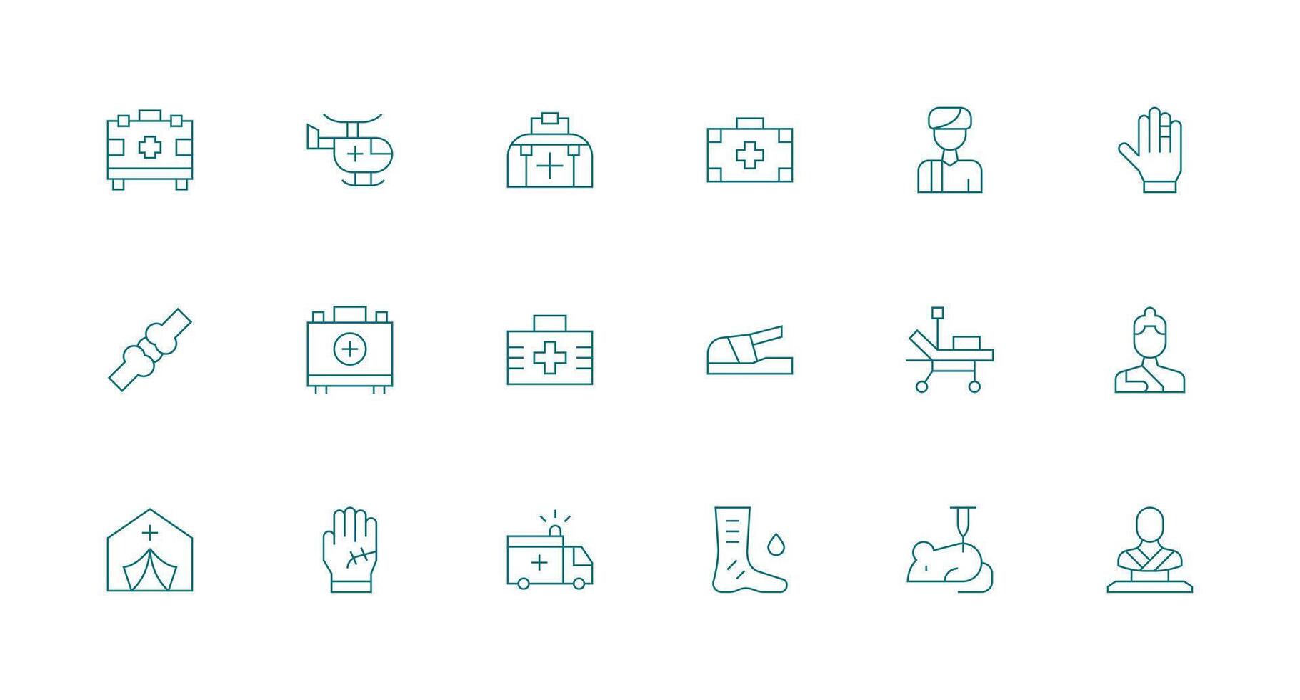 18 Icons for Trauma in Minimal Line Format All Device Compatible Icon Set vector