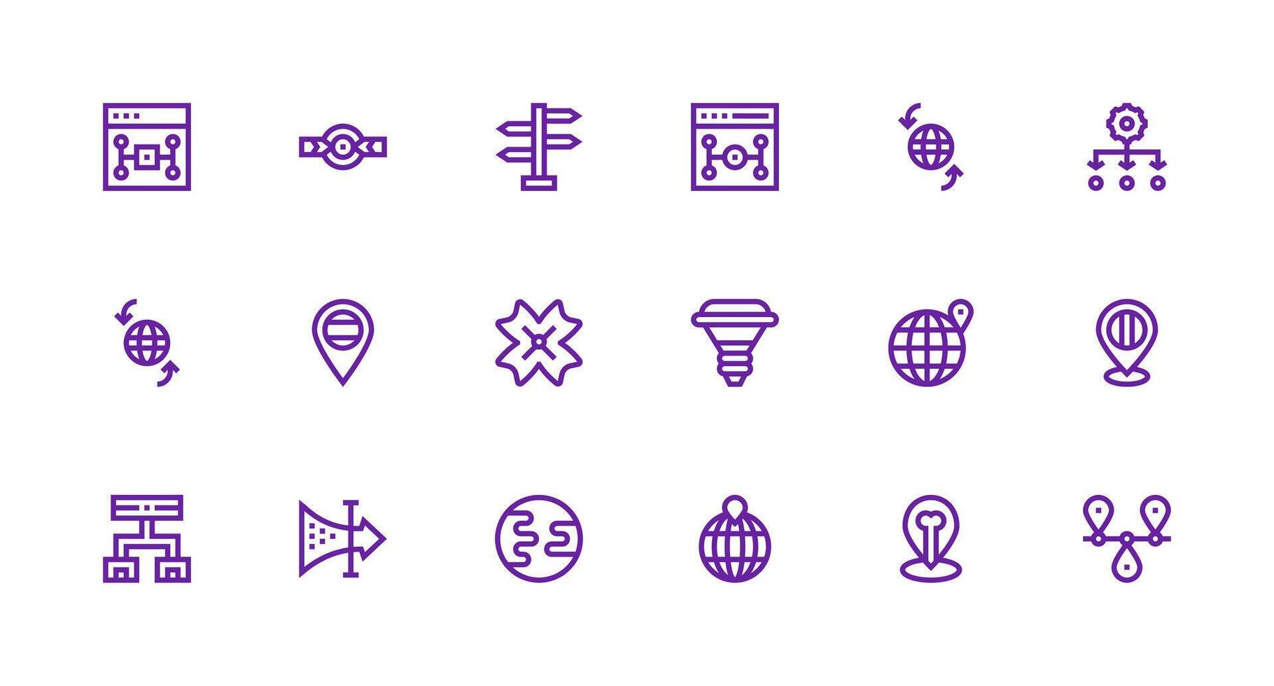 18 Routing Icons in Strong Stroke Line Aesthetic Minimal Icon Set for Interface Projects vector