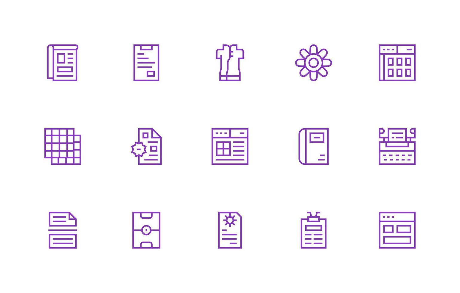 15 Template Icons in Regular Line Aesthetic User Interface Icons for Digital Products vector