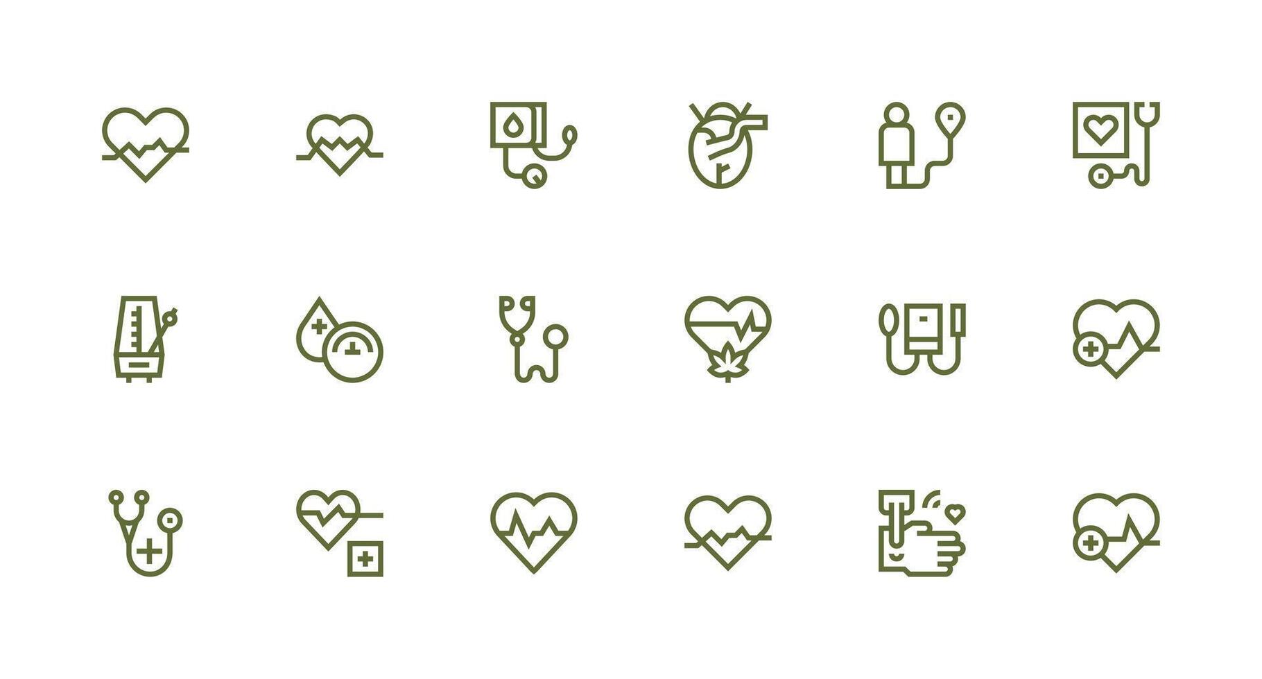 Pulse Icon Set with 18 Strong Stroke Line Graphics Dashboard Icon Series vector