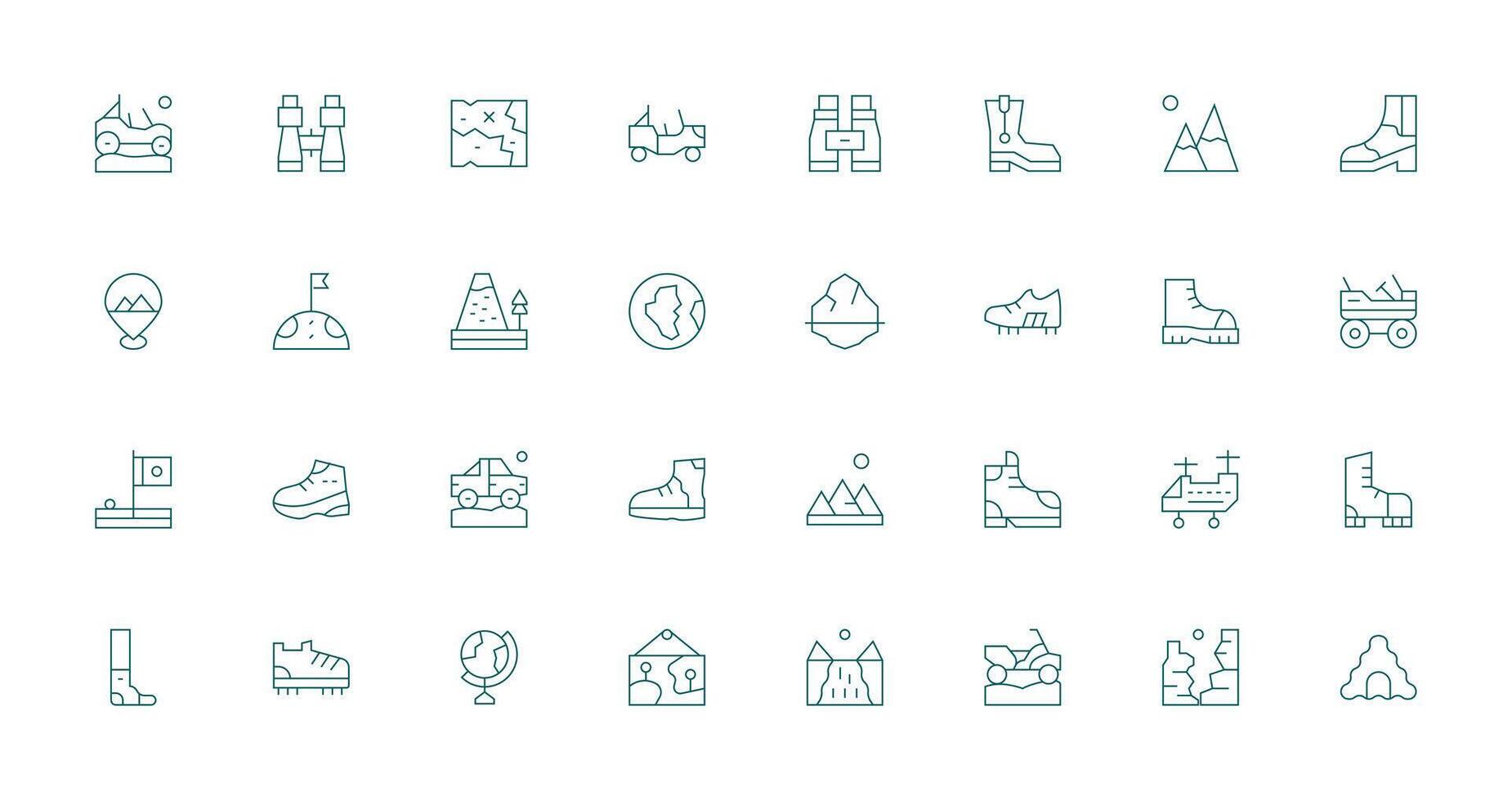 Terrain Design Icons featuring 32 in Thin Line Style Complete Icon Set for Mobile Apps vector