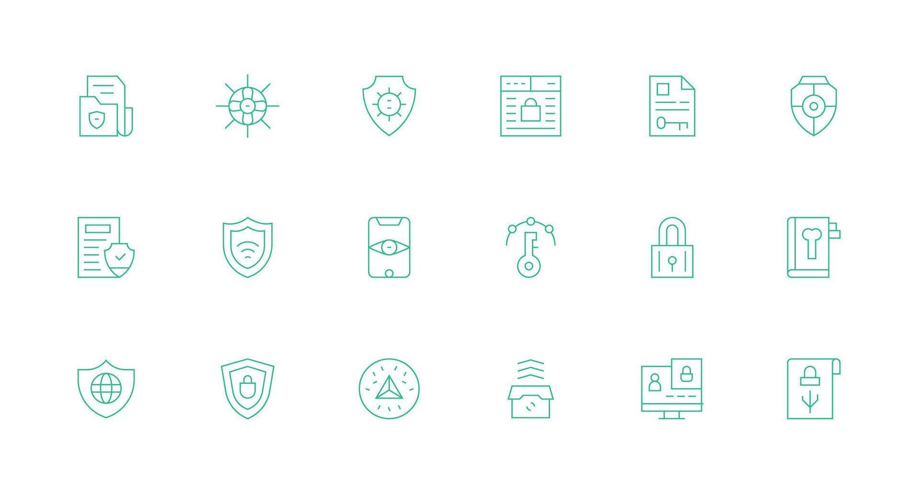 Encryption featuring 18 Icons in Minimal Line Design Light Icon Series vector
