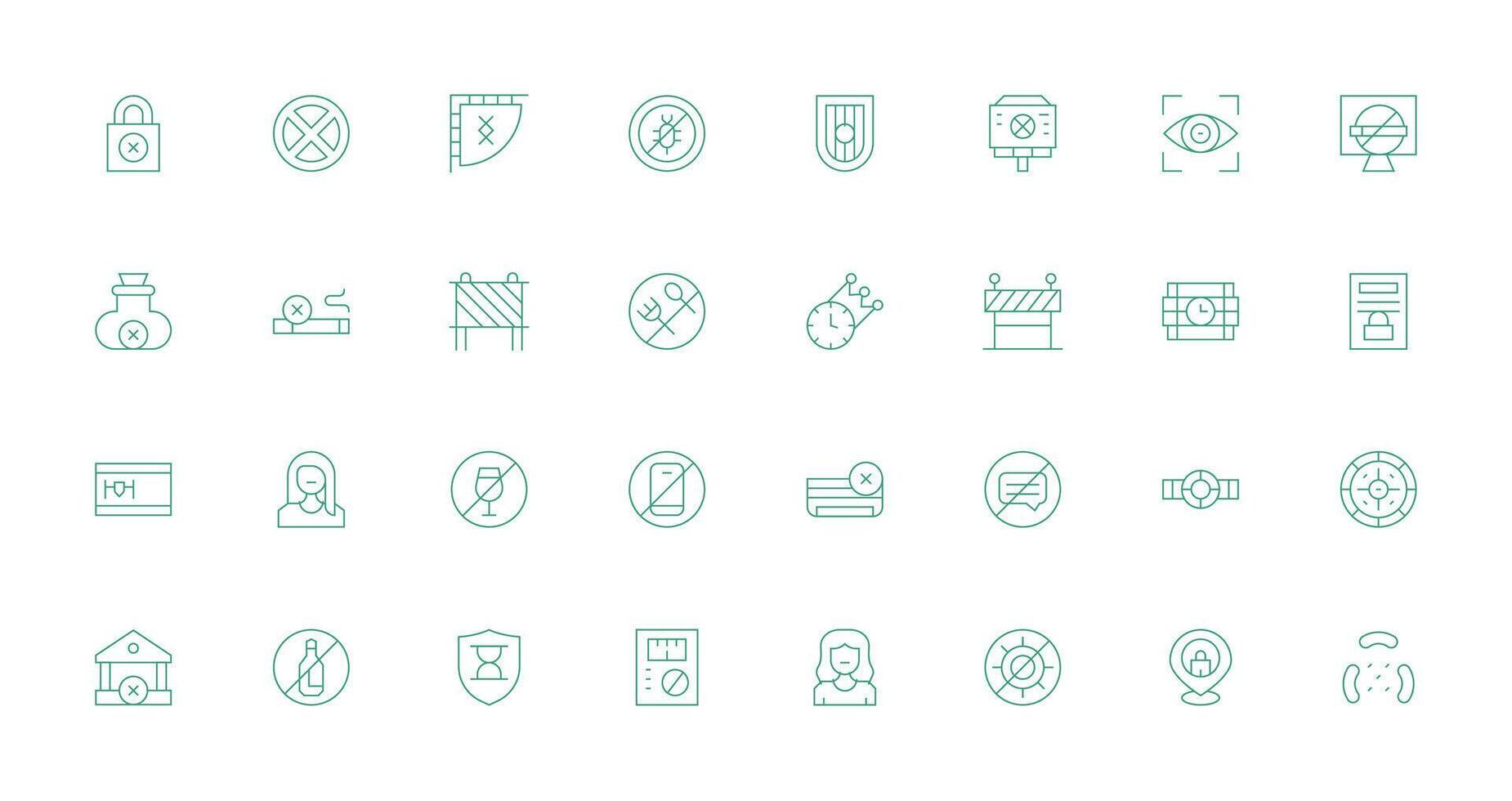 32 Thin Line Icons for Restricted Graphics User Interface Icons for Digital Products vector