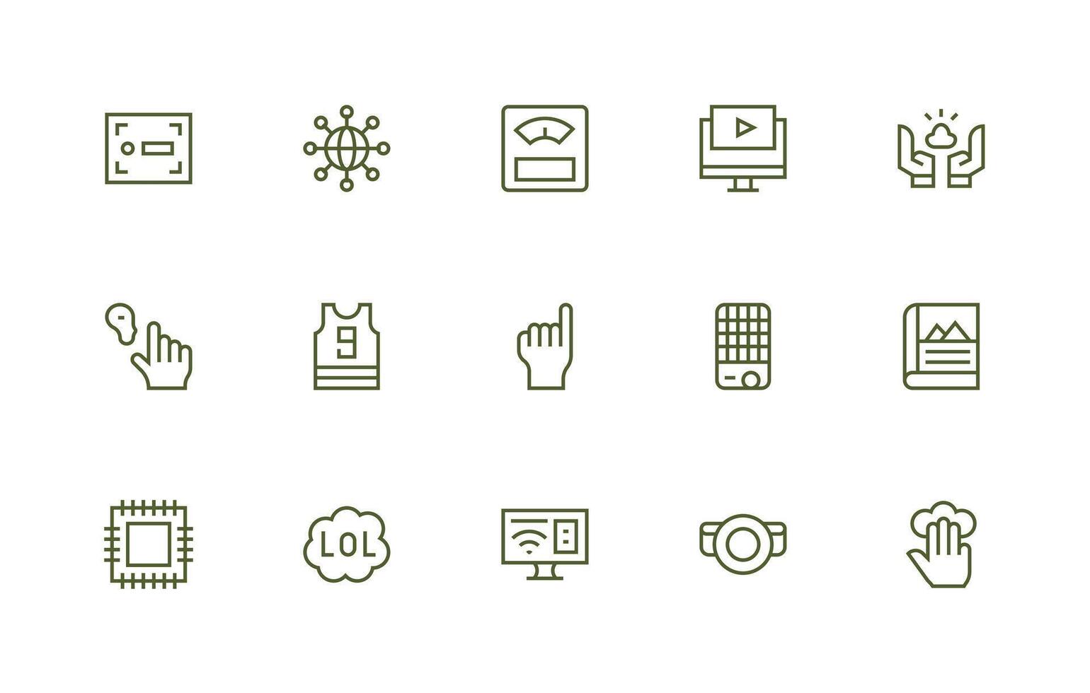Digital including 15 Regular Line Illustrations Responsive Icon Set for Flexible Layouts vector