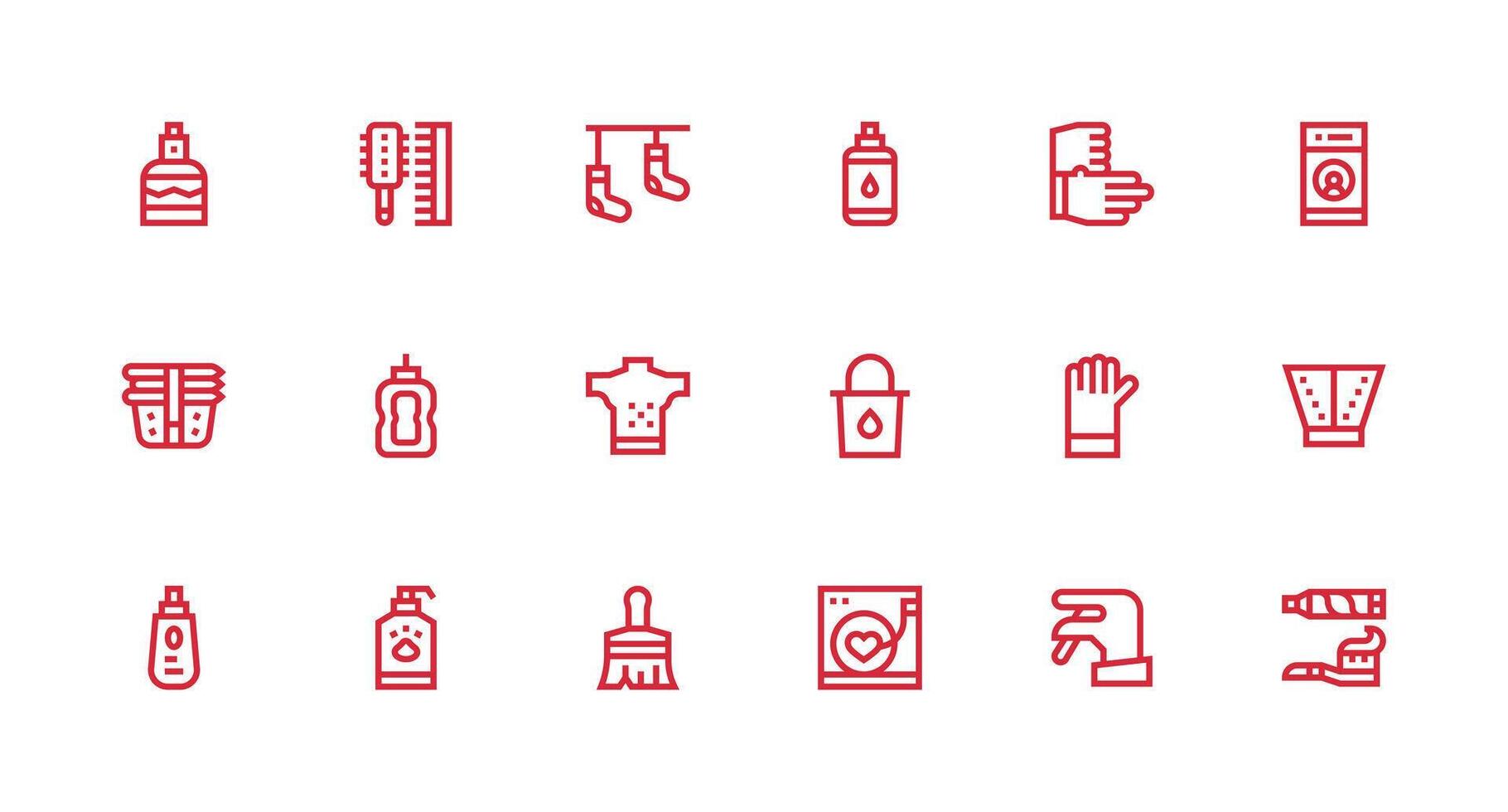 18 Icons for Cleaning in Strong Stroke Line Format Clean Icon Collection for Web Use vector