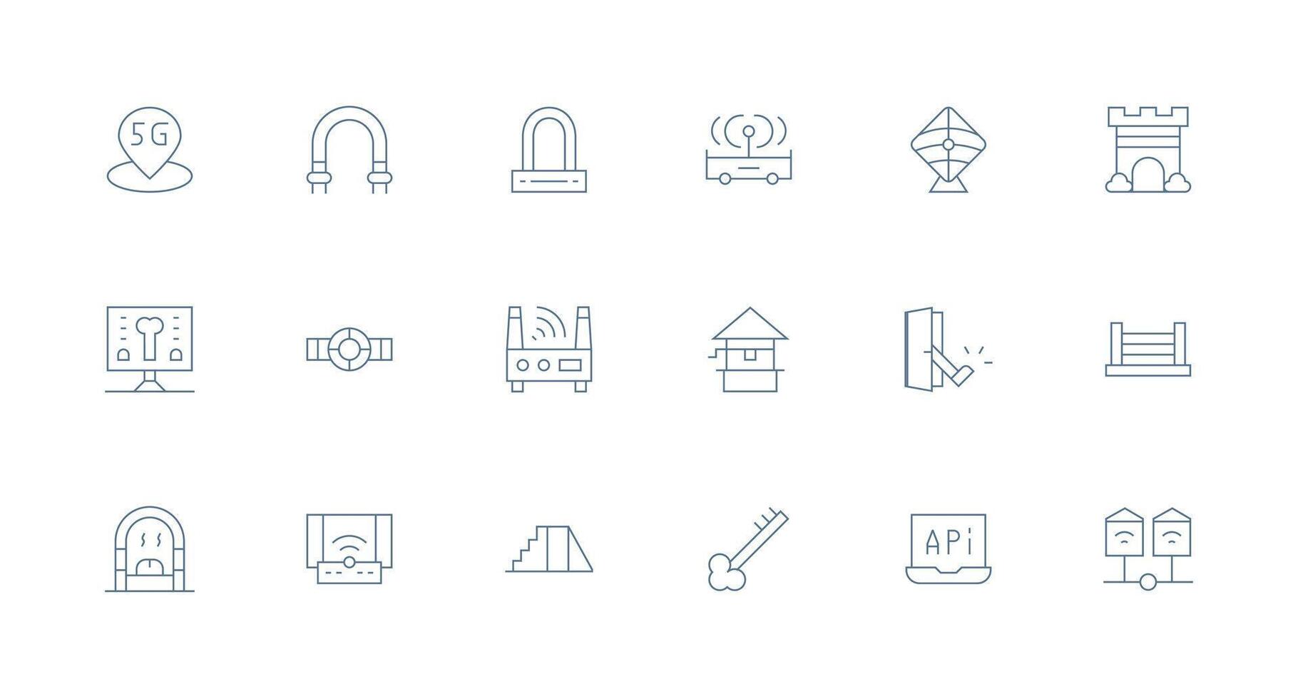 18 Access Point Icons in Minimal Line Aesthetic Multi-Purpose Icon Set vector