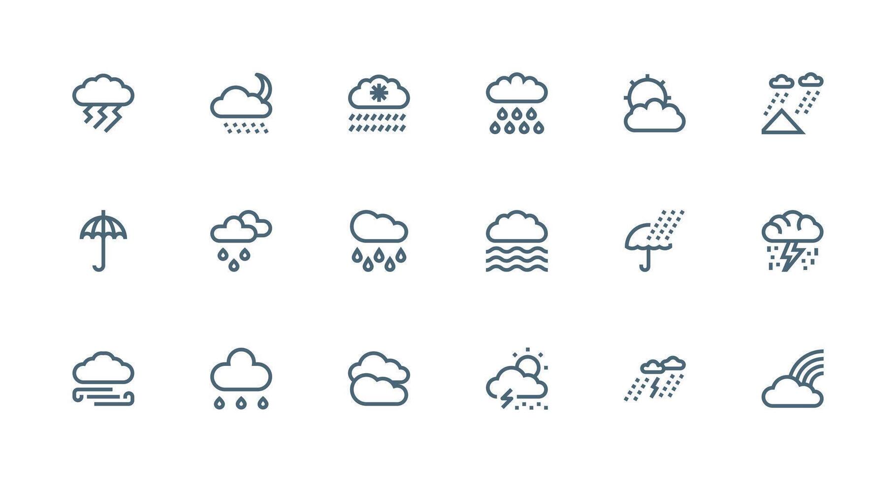 Stormy Icon Set with 18 Strong Stroke Line Graphics Multi-Purpose Icon Set vector