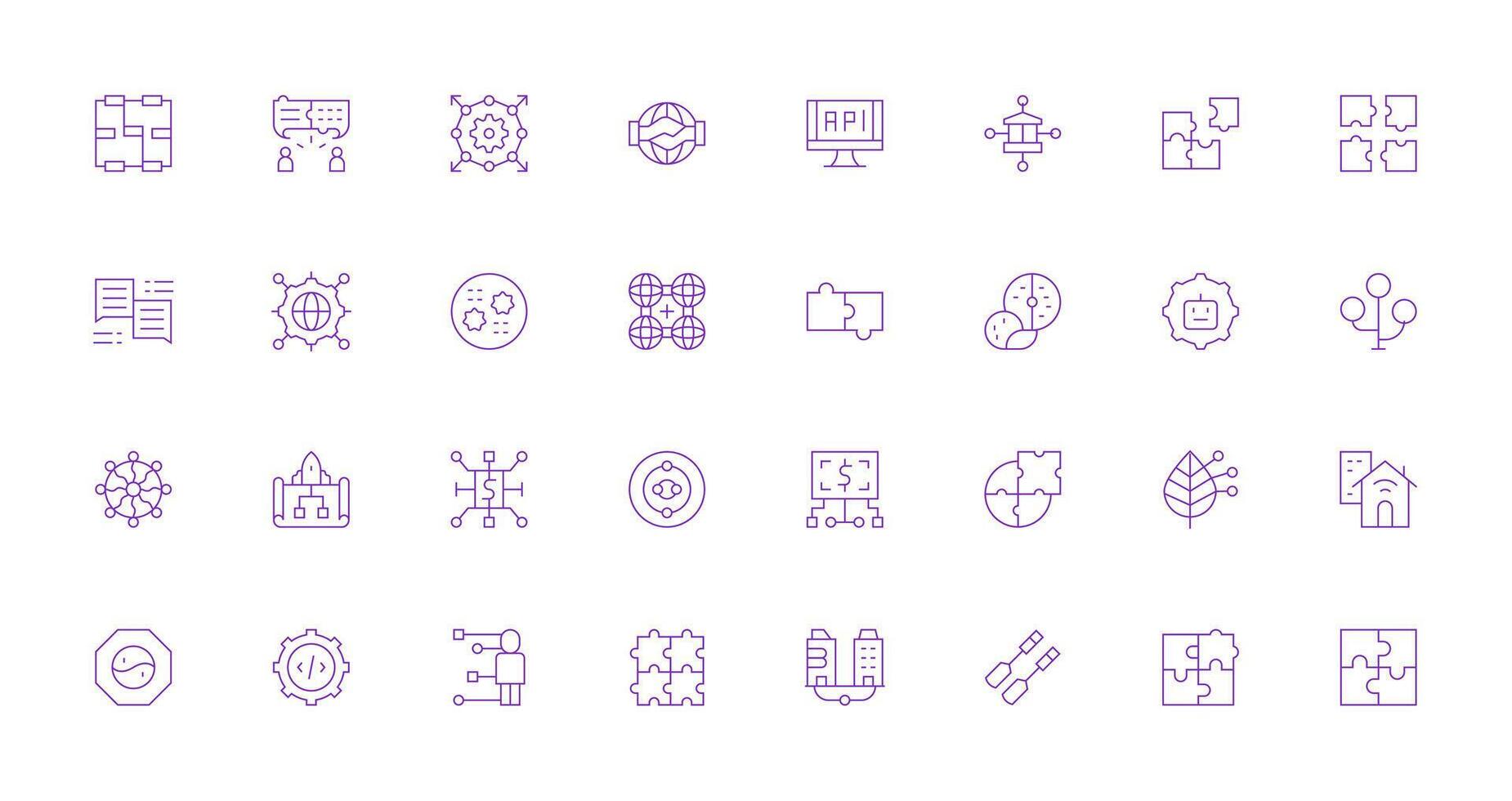 32 Thin Line Vectors for Integration Theme Flexible Icon System for Web Interfaces