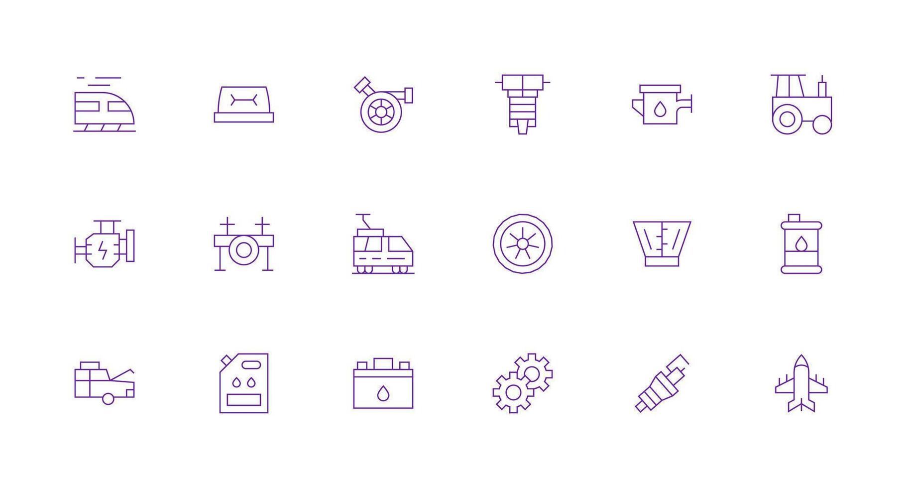 Engine Set with 18 Minimal Line Icons Clean Set for Layout Prototypes vector
