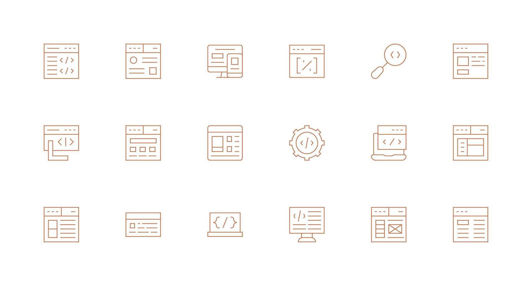 Css including 18 Minimal Line Illustrations Organized Pack for Project Assets vector