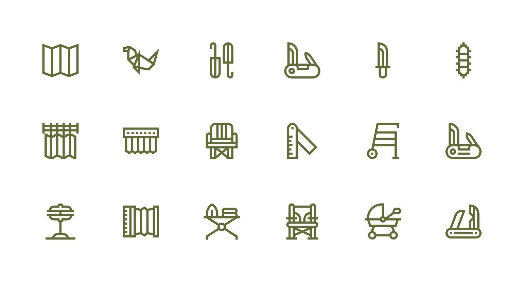 Strong Stroke Line Icons from Folding Set with 18 Vectors Layout Icon Collection