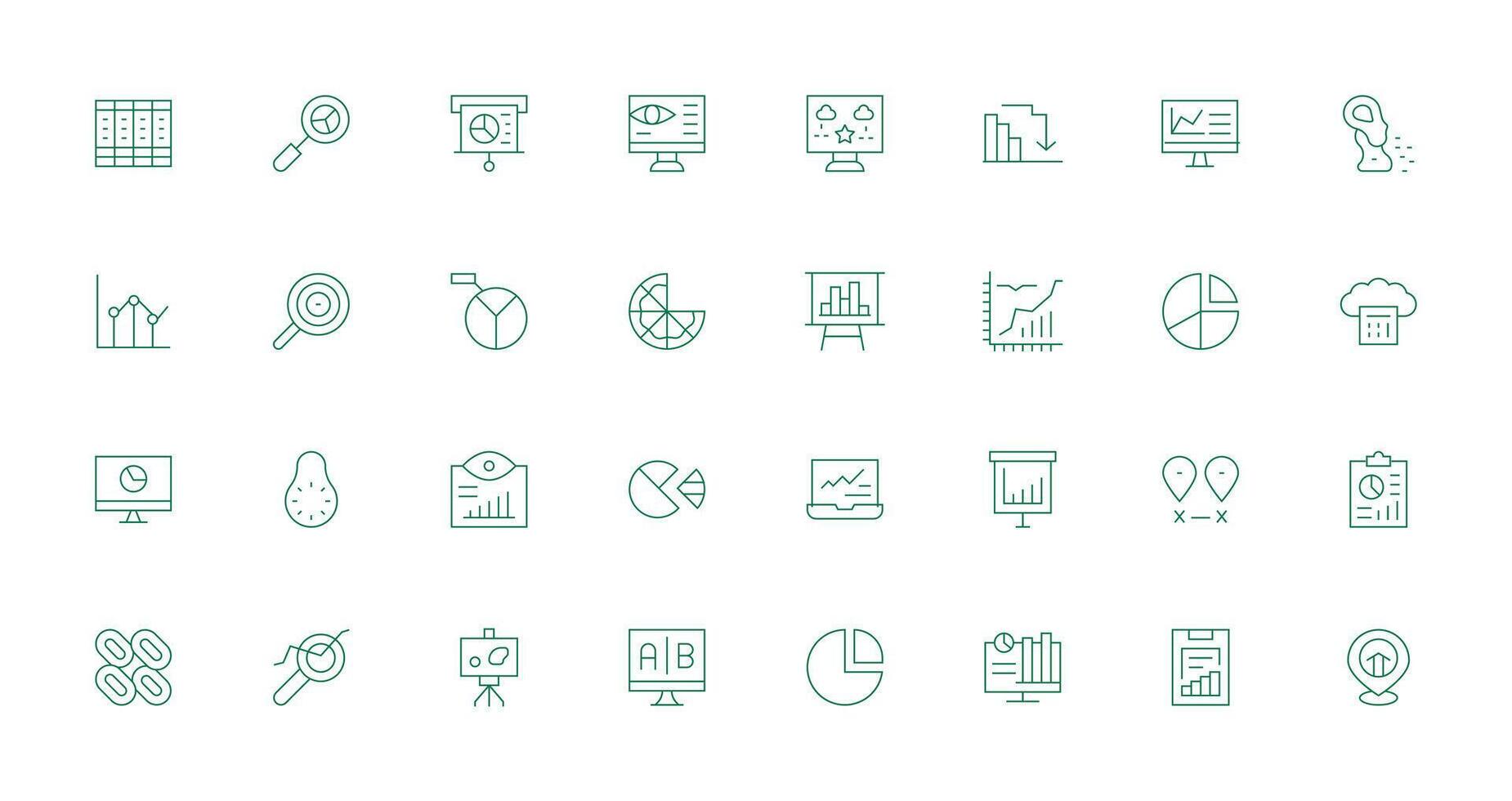 Data Visualization Visual Pack containing 32 Thin Line Icons Smart Icon Collection vector