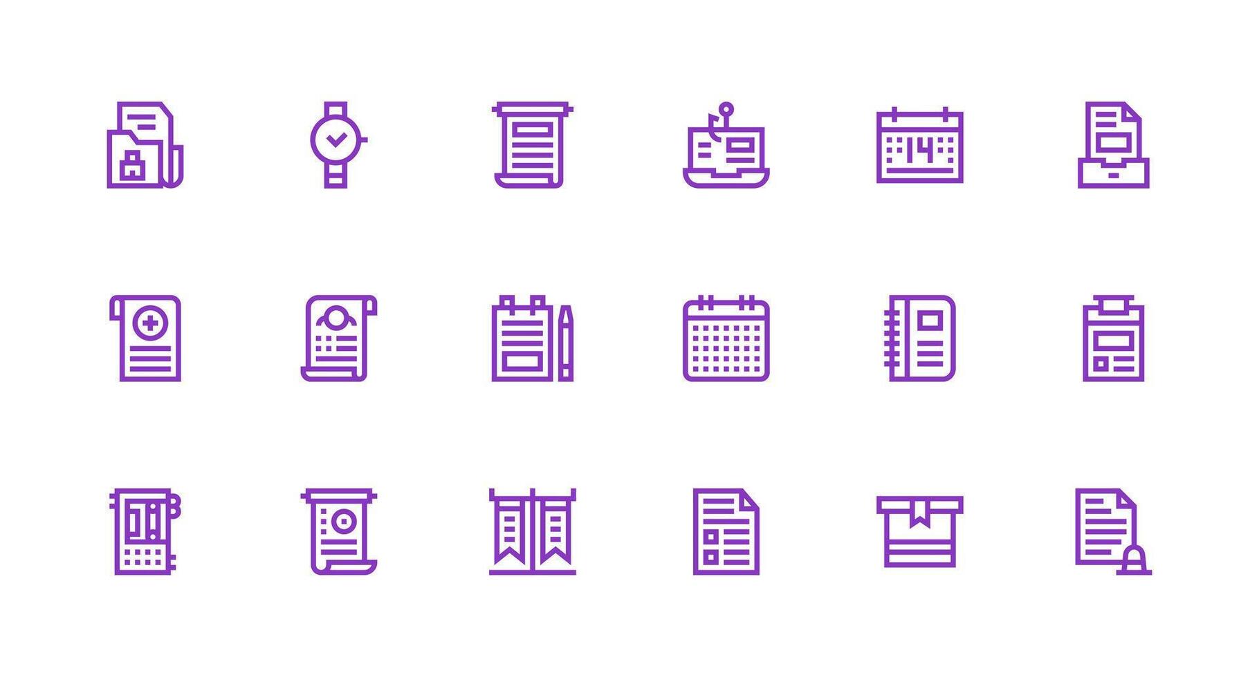 18 Strong Stroke Line Style Icons from Record Collection Complete Icon Bundle for Web Design vector
