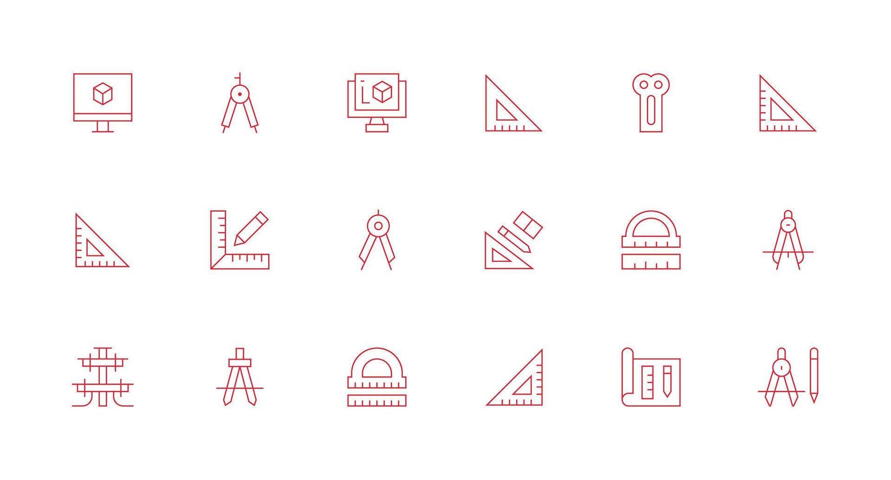 Cad including 18 Minimal Line Illustrations Scalable Icons for Cross-Platform Interfaces vector