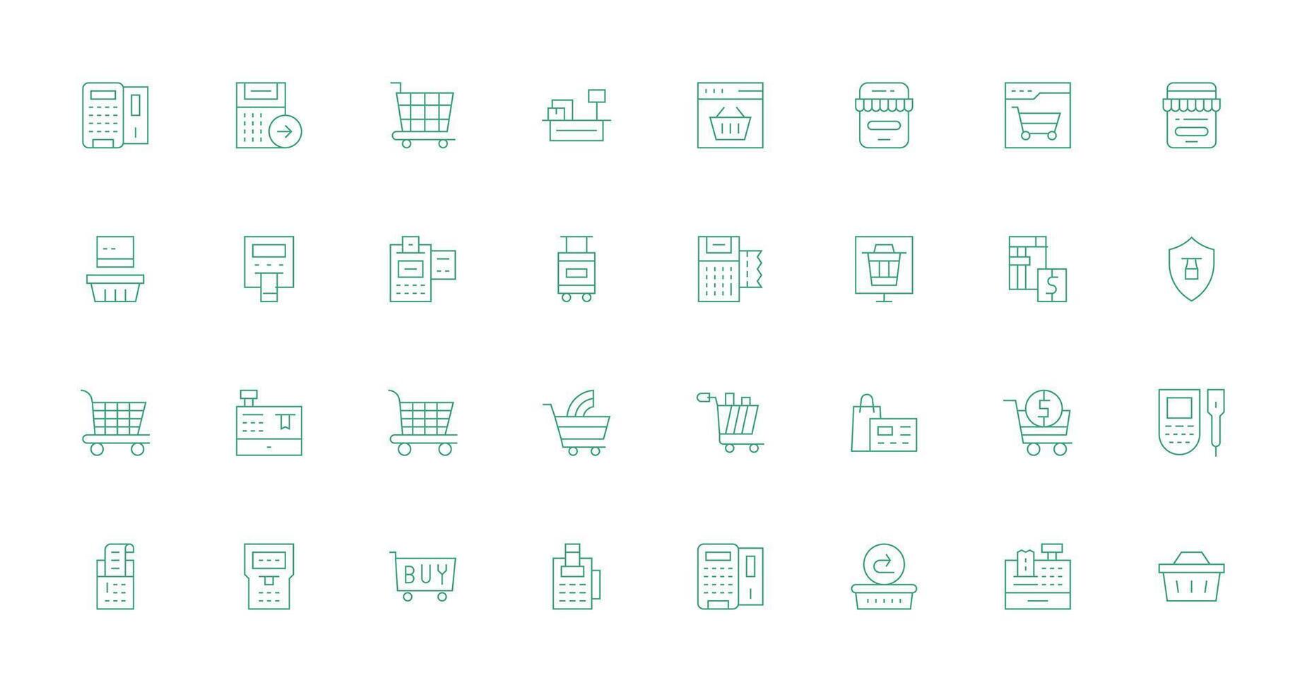 32 Icons for Checkout in Thin Line Format Neat Icon Set vector