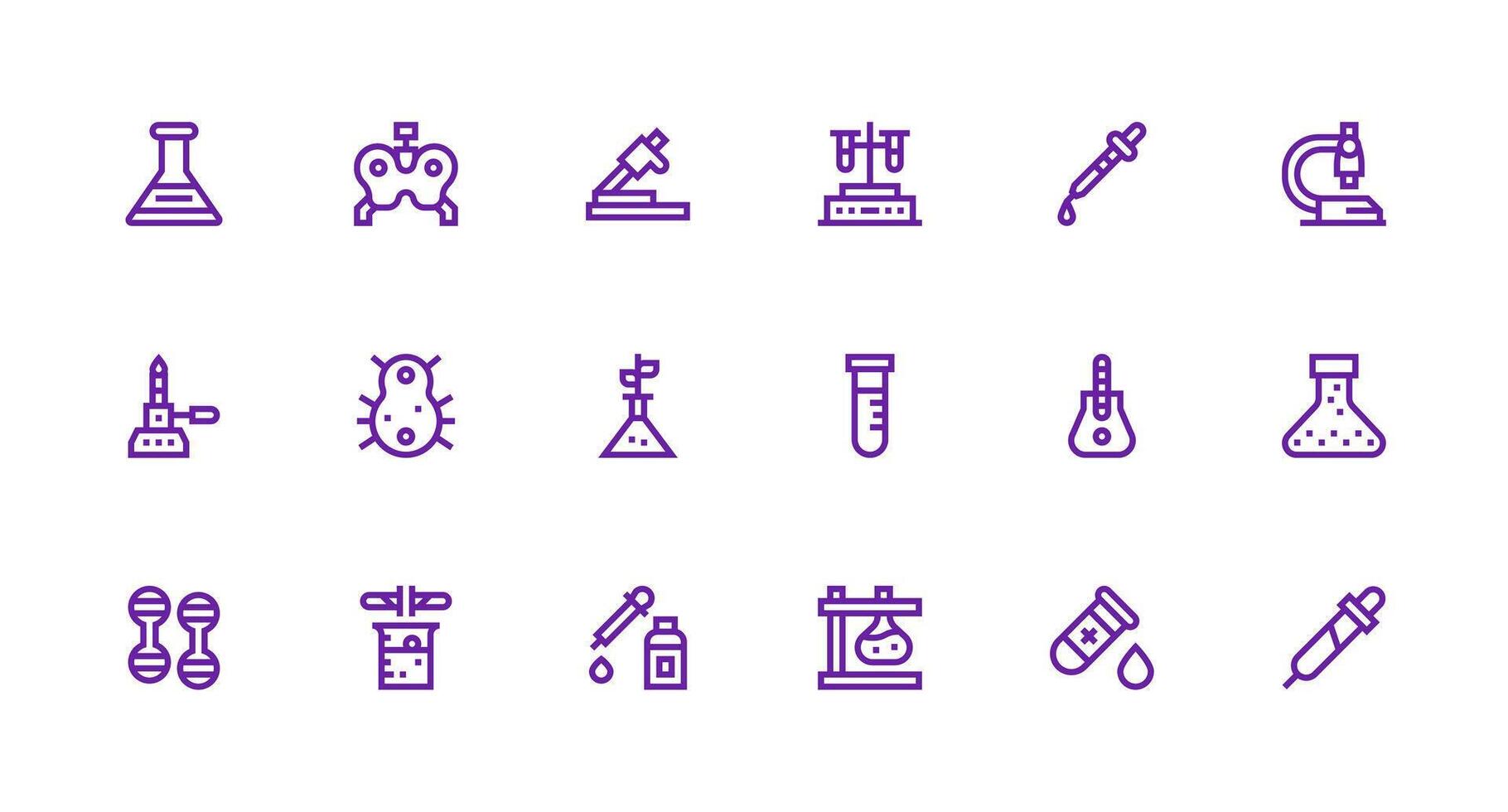 Strong Stroke Line Icons from Lab Equipment Set with 18 Vectors Flexible Icon System for Web Interfaces