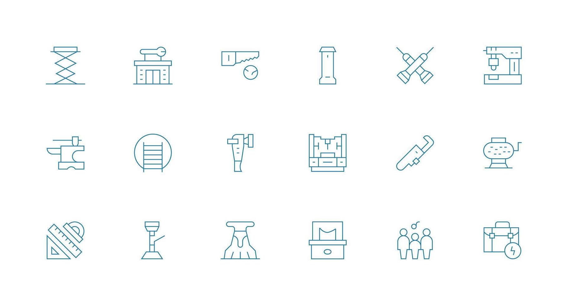 Workshop Set with 18 Minimal Line Icons Complete Icon Bundle for Web Design vector