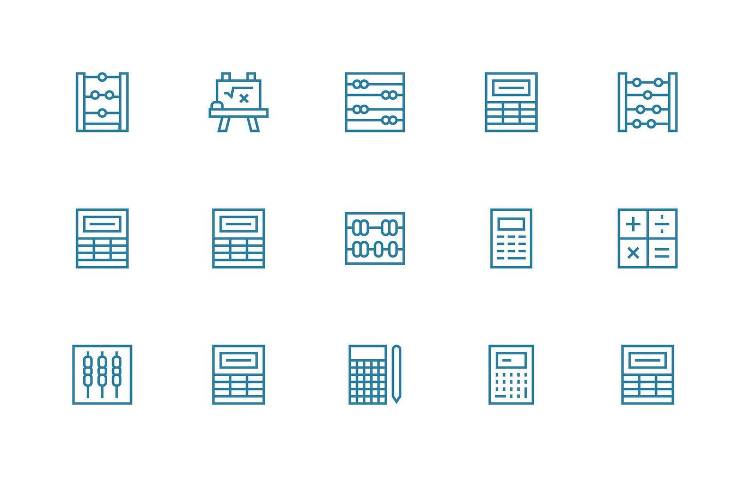 Regular Line Style Arithmetic Icons with 15 Vectors Digital Icon Collection