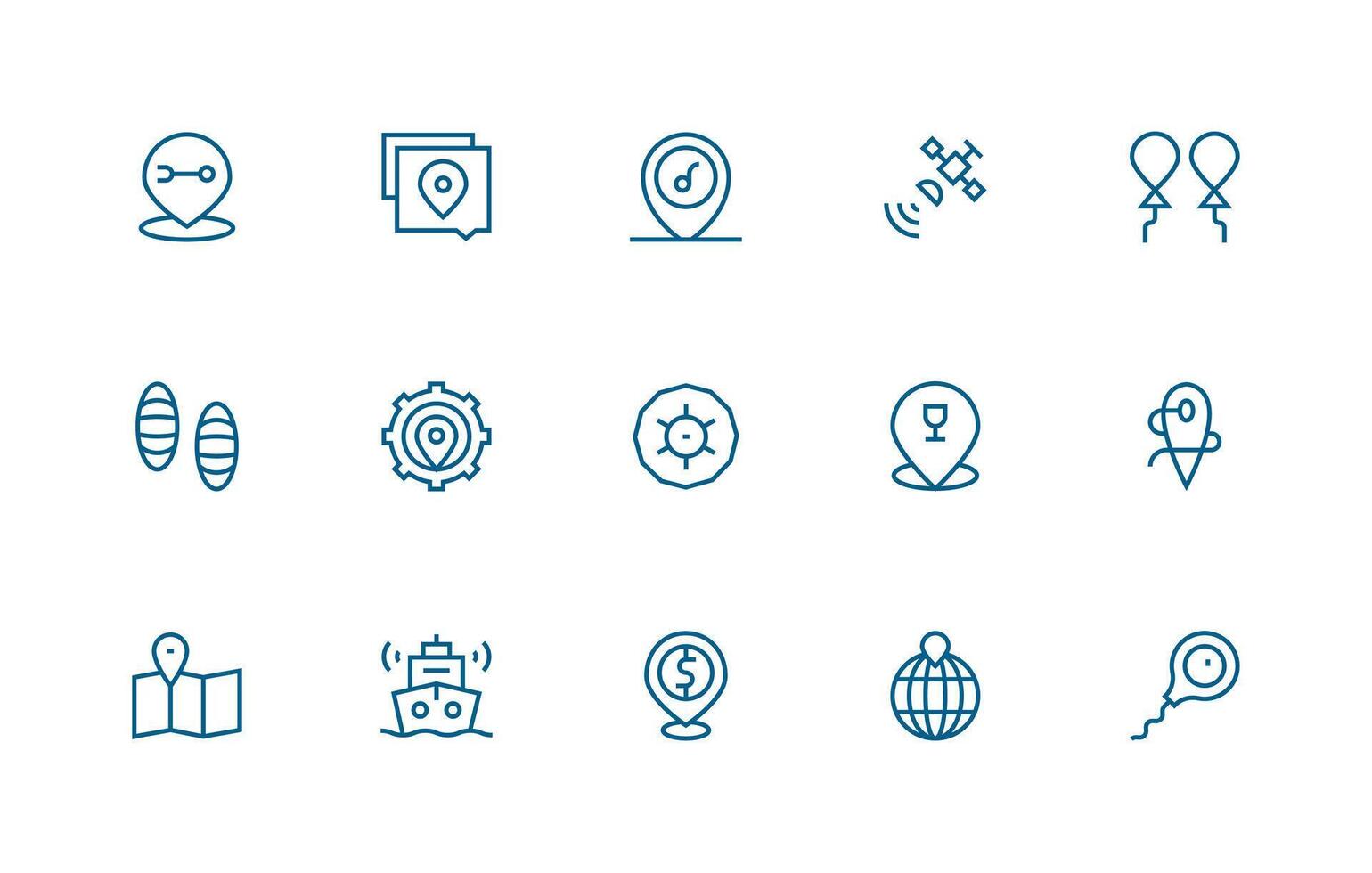 Gps Set with 15 Regular Line Icons Web Icon Collection vector