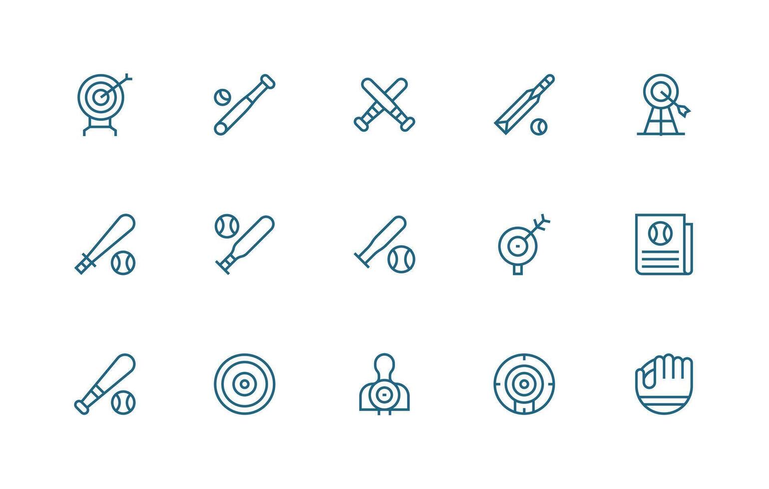 Hitting including 15 Regular Line Illustrations Sharp Icons for Presentations vector