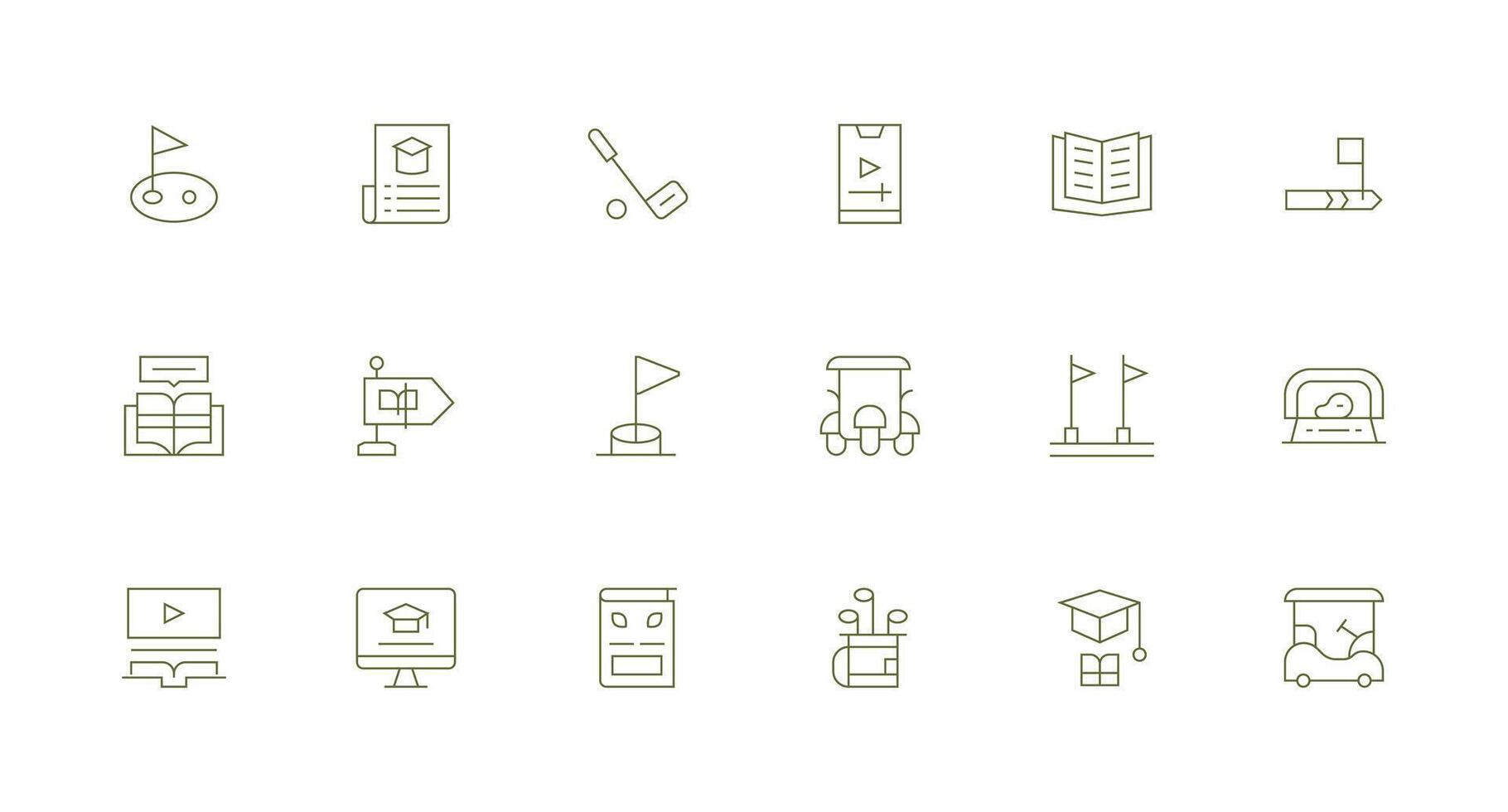 Minimal Line Style Course Icons with 18 Vectors Flexible Icon System for Web Interfaces