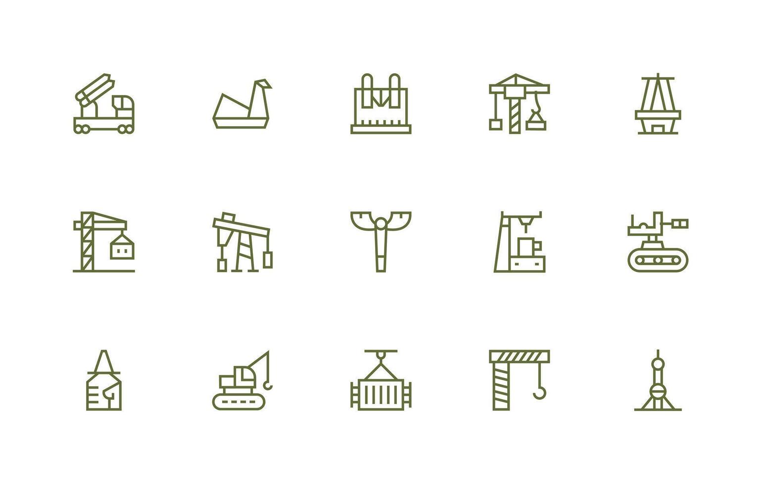 Crane featuring 15 Icons in Regular Line Design Sharp Icons for Presentations vector