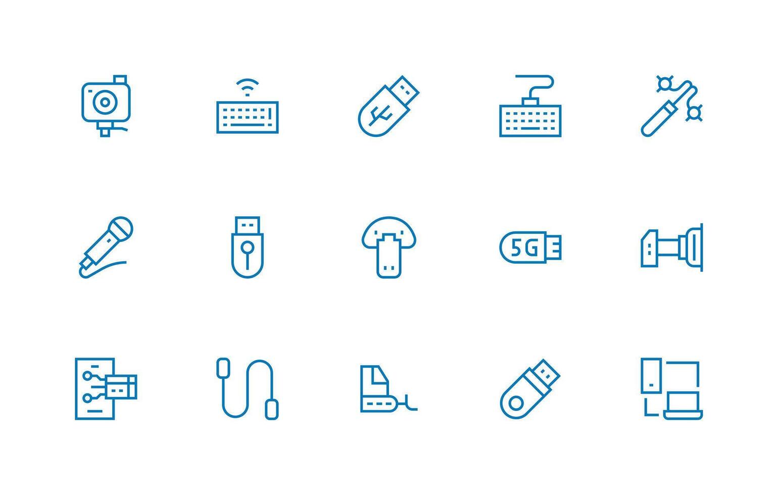 15 Regular Line Style Icons from Usb Collection Multi-Purpose Icon Pack for Templates vector